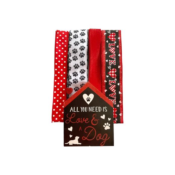 DIY Dog Pet Wreath Making Kit, Doghouse Shaped Sign Ribbon Bundle Set - Picture 2 of 11